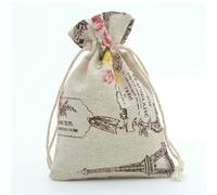 bolsa de cuerdas de algodón, Bolsas de algodón con cordón for guardar dulces, joyas, multicolor, varios tamaños, 50 unidades(Red Tower,10x14cm)