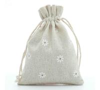 bolsa de cuerdas de algodón, Bolsas de algodón con cordón for guardar dulces, joyas, multicolor, varios tamaños, 50 unidades(White Daisy,13x18cm)