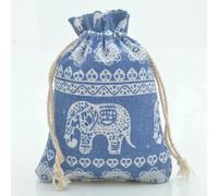 bolsa de cuerdas de algodón, Bolsas de algodón con cordón for guardar dulces, joyas, multicolor, varios tamaños, 50 unidades(Blue Elephant,13x18cm)