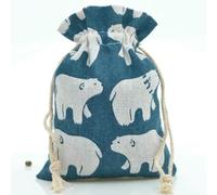 bolsa de cuerdas de algodón, Bolsas de algodón con cordón for guardar dulces, joyas, multicolor, varios tamaños, 50 unidades(Darkblue Bear,10x14cm)