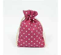 bolsa de cuerdas de algodón, Bolsas de regalo de algodón con cordón for Navidad, bodas, multicolor, 10 x 14 cm, 10 unidades(Rose Dot)