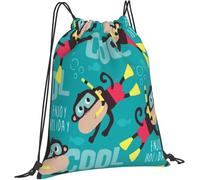 Bolsa De Cuerdas ¡Disfruta De Tus Vacaciones Buceando con Monos! Saco De Gimnasio Cómodo Gran Capacidad Escuela Mochila, para Estudiantes, De Senderismo, Niñas, 36x42cm