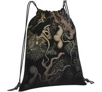 Bolsa De Cuerdas Dragones Gemelos China Japón Cultura Saco De Gimnasio Gran Capacidad Ajustable Mochila para Estudiantes, para Compras, Niñas, Escuela, 36x42cm