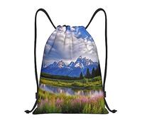 Bolsa De Cuerdas Parque Nacional Grand Teton Mochilas Escolares Gran Capacidad Ajustable Mochila Cuerdas De Tela, para Escuela, Acampada, Adolescentes, 36x42cm