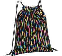 Bolsa De Cuerdas Patrón Geométrico De Calavera Arcoíris Saco De Gimnasio Cómodo Ajustable Bolsa De Tela, para De Senderismo, Playa, Adolescentes, 36x42cm