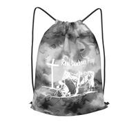 Bolsa De Cuerdas Vaquero Cristiano Orando Ora Mochilas Escolares Cómodo Impermeable Bolso Gimnasio, para Acampada, De Senderismo, Playa, 36x42cm