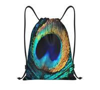 Bolsa De Cuerdasbolsas con Cordón para Hombres Yoga Natación 36X42Cm Fácil De Doblar Ajustable Bolsa con Cordón Pavo Real De Plumas