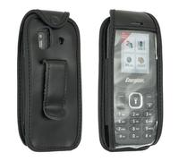 Bolsa de Cuero con Clip para el cinturón caseroxx Compatible con Energizer E13 de Cuero Real, Bolsa con Clip para cinturón y Ventana en Negro