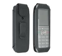 Bolsa de Cuero con Clip para el cinturón caseroxx Compatible con Gigaset CL660 / CL660HX / CL660A de Cuero Real, Bolsa con Clip para cinturón y Ventana en Negro