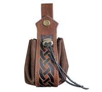 Bolsa de cuero con cordón - Retro - Monedero de poliuretano, bolsillo clásico para cinturón | Vintage Inspired Dice Storage Case, Monedero de estilo medieval para eventos LARP, Ko, marrón oscuro, ver