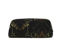 Bolsa de cuero con estampado de mármol negro y dorado para bolígrafos, lápices, marcadores, Silver, Talla única, Neceser de maquillaje