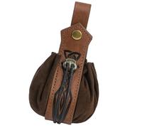 Bolsa de cuero medieval portátil con cordón, bolsa de cinturón medieval renacentista, bolsa de dados para hombres y mujeres, marrón claro