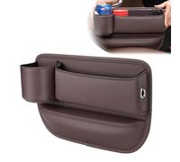 Bolsa de cuero para portavasos de coche, organizador de relleno de espacio para asiento de coche, caja de almacenamiento ajustable para asiento de coche, caja de almacenamiento para asiento de