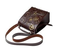 Bolsa de Cuerpo de Cuero - Bolsa de Cuerpo Cruzado Ajustable Steampunk, 2 Compartimentos Bolsas de para Banco de energía, Tarjetas, Tableta, Llaves