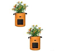 Bolsa de cultivo de fieltro transpirable con doble cara que soporta la oxigenación de la raíz, regulación de la humedad y cosecha sin eliminación de tierra (naranja-L)