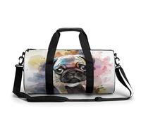 Bolsa De Deporte Acuarela Perro Pug Bolsa De Viaje Duffel Bolsa Redonda Gimnasio Bolsa Fitness