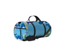 Bolsa de deporte azul con diseño de ballenas y delfines Kawaii, bolsa de gimnasio impermeable con correa para el hombro, cremallera, 2 bolsillos laterales para hombres y mujeres, bolsa de hombro de vi