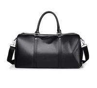 Bolsa de Deporte Bolsa Deportiva de Gimnasio, Bolsa de Lona con Compartimento for Zapatos, Bolso de Negocios de Cuero sintético Negro.(Black)