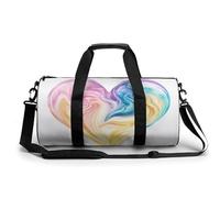 Bolsa de deporte cilíndrica colorida con forma de corazón líquido pastel para mujeres y hombres, bolsa de deporte con correa para el hombro