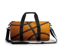 Bolsa de deporte cilíndrica con textura de baloncesto naranja con líneas negras, bolsa de viaje para gimnasio para mujeres y hombres, bolsa de deporte con correa para el hombro