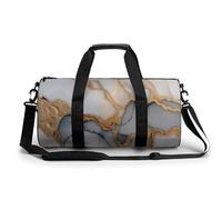 Bolsa de deporte cilíndrica de viaje con detalles dorados y mármol blanco con detalles dorados para mujeres y hombres, bolsa de entrenamiento deportiva con correa para el hombro