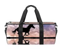 Bolsa de deporte con caballo corriendo al atardecer, bolsa de gimnasio para fitness, entrenamiento, bolsa de viaje, bolsa de mano, bolsa de equipo para mujeres y hombres, multicolor, 17.7x9x9 inch