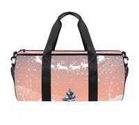 Bolsa de deporte con diseño de árbol de Navidad, Papá Noel y cabaña, para gimnasio, fitness, entrenamiento, bolsa de viaje, bolsa de mano, bolsa de equipo para mujeres y hombres, multicolor, 17.7x9x9