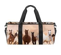 Bolsa de deporte con diseño de caballos corriendo en la arena, bolsa de gimnasio, fitness, entrenamiento, bolsa de viaje, bolsa de mano, bolsa de equipo para mujeres y hombres, multicolor, 17.7x9x9