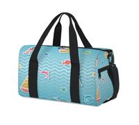 Bolsa de deporte con diseño de delfines marinos, peces y estrellas de mar, para fin de semana, para la noche, informal, viajes, gimnasio, para niños, niñas, niños, mujeres y hombres