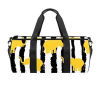 Bolsa de deporte con diseño de elefantes amarillos, rayas blancas y negras, bolsa de gimnasio, fitness, entrenamiento, bolsa de viaje, bolsa de mano, bolsa de equipo para mujeres y hombres,