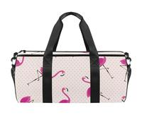Bolsa de deporte con diseño de flamencos y lunares rosados para gimnasio, fitness, entrenamiento, bolsa de viaje, bolsa de mano, bolsa de equipo para mujeres y hombres, multicolor, 17.7x9x9 inches