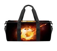 Bolsa de deporte con diseño de fuego, fútbol, fútbol, gimnasio, fitness, entrenamiento, bolsa de viaje, bolsa de mano, bolsa de equipo para mujeres y hombres, multicolor, 17.7x9x9 inches