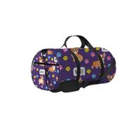 Bolsa de deporte con diseño de huellas de perros y discursos, color morado, impermeable, para gimnasio, con correa para el hombro, con cremallera, 2 bolsillos laterales para hombres y mujeres, bolsa d