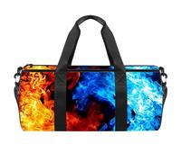 Bolsa de deporte con diseño de llamas rojas, amarillas y azules, con patrón de humo de fuego, bolsa de gimnasio, bolsa de viaje, bolsa de equipo para mujeres y hombres, multicolor, 17.7x9x9 inches