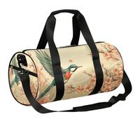 Bolsa de deporte con diseño de pájaros y flores rosadas, bolsa de deporte para gimnasio, bolsa ligera de hombro, bolsa de viaje para hombres y mujeres (pájaro), Flor rosa pájaro, 17.6(L) x 9(W) x 9(H)