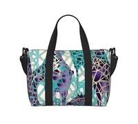 Bolsa de deporte con diseño de planetas, estrellas y galaxia, para hombres y mujeres, bolsa de viaje con compartimento para zapatos, bolsas de entrenamiento, Patrón de jirafa azul, Talla única, Bolsa