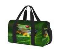 Bolsa de deporte con diseño de rana y hojas de palmera, rana tropical, para fin de semana, para la noche, informal, viajes, gimnasio, para niños, niñas, niños, mujeres y hombres