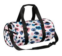 Bolsa de deporte con estampado de leopardo, bolsa de lona ligera para el hombro, bolsa de viaje para hombres y mujeres (lunares rosados y azules), Impresión de leopardo, 17.6(L) x 9(W) x 9(H) inch