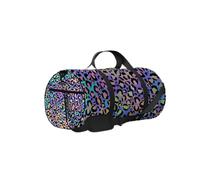 Bolsa de deporte con estampado de leopardo, color rosa, verde y morado, con diseño de leopardo, resistente al agua, con correa para el hombro, con cremallera, 2 bolsillos laterales para hombres y muje