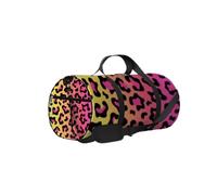 Bolsa de deporte con estampado de leopardo rojo y rosa de neón vintage, bolsa de gimnasio impermeable con correa para el hombro, cremallera, 2 bolsillos laterales para hombres y mujeres, bolsa de homb