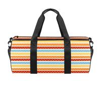 Bolsa de deporte con lunares blancos sobre rayas coloridas, bolsa de gimnasio, fitness, entrenamiento, bolsa de viaje, bolsa de mano, bolsa de equipo para mujeres y hombres, multicolor, 17.7x9x9