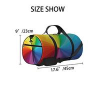 Bolsa de deporte con patrón de remolino de arcoíris brillante y estilo vintage, bolsa de gimnasio impermeable con correa para el hombro, cremallera, 2 bolsillos laterales para hombres y mujeres, bolsa