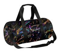 Bolsa de deporte con símbolo de música colorida, bolsa de lona ligera para el hombro, bolsa de viaje para hombres y mujeres (negro), Símbolo musical colorido, 17.6(L) x 9(W) x 9(H) inch