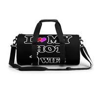 Bolsa de deporte con texto en inglés "I Love My Hot Wife", para gimnasio, viajes, ligera, para fin de semana, para hombres y mujeres, Estilo:, 17.7in/9in/9in, MHXYZHW
