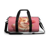 Bolsa De Deporte Corgi Lindo Perro Rosas Flores Bolsa De Viaje Duffel Bolsa Redonda Gimnasio Bolsa Fitness