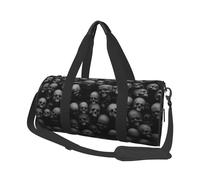 Bolsa de deporte de 45 x 23 x 23 cm, bolsa de deporte con diseño de vaca negra para hombre y mujer, Calavera gris burbujas, Talla única