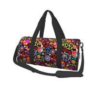 Bolsa de deporte de 45 x 23 x 23 cm, diseño de dibujos animados para hockey sobre hielo, para mujeres y hombres, Flores coloridas, paz, Talla única