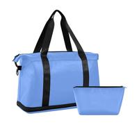Bolsa de deporte de color azul liso con diseño de flor de maíz, bolsa de gimnasio, bolsa de hombro para fin de semana con correa ajustable para viajes de negocios, gran capacidad, Azul flor de maíz,