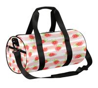 Bolsa de deporte de fresa para gimnasio, bolsa de deporte para entrenamiento, ligera, para fin de semana, viajes, para hombres y mujeres (rayas rosas), Strawberry, 17.6(L) x 9(W) x 9(H) inch