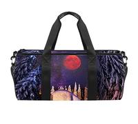 Bolsa de deporte de invierno para cabaña de troncos y lunas, bolsa de gimnasio, fitness, entrenamiento, bolsa de viaje, bolsa de mano, bolsa de equipo para mujeres y hombres, multicolor, 17.7x9x9 inch